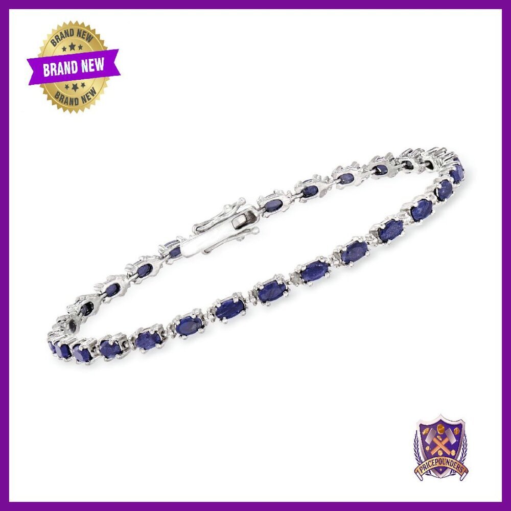 Sterling Silver Sapphire Diamond Tennis Bracelet 8.40ct
